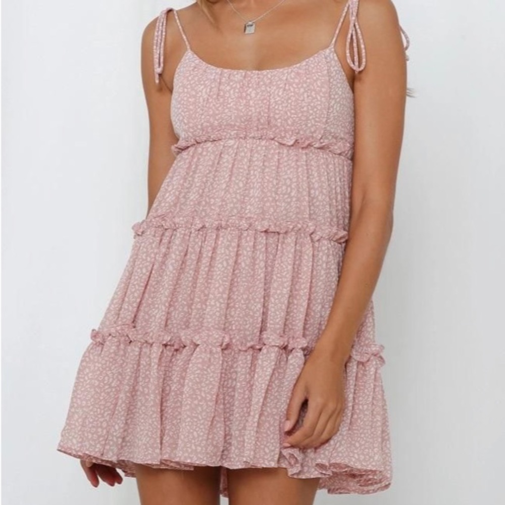 NWOT | Angel Biba x Selfie Leslie | Rumi String Tie Babydoll Dress Speckle Print